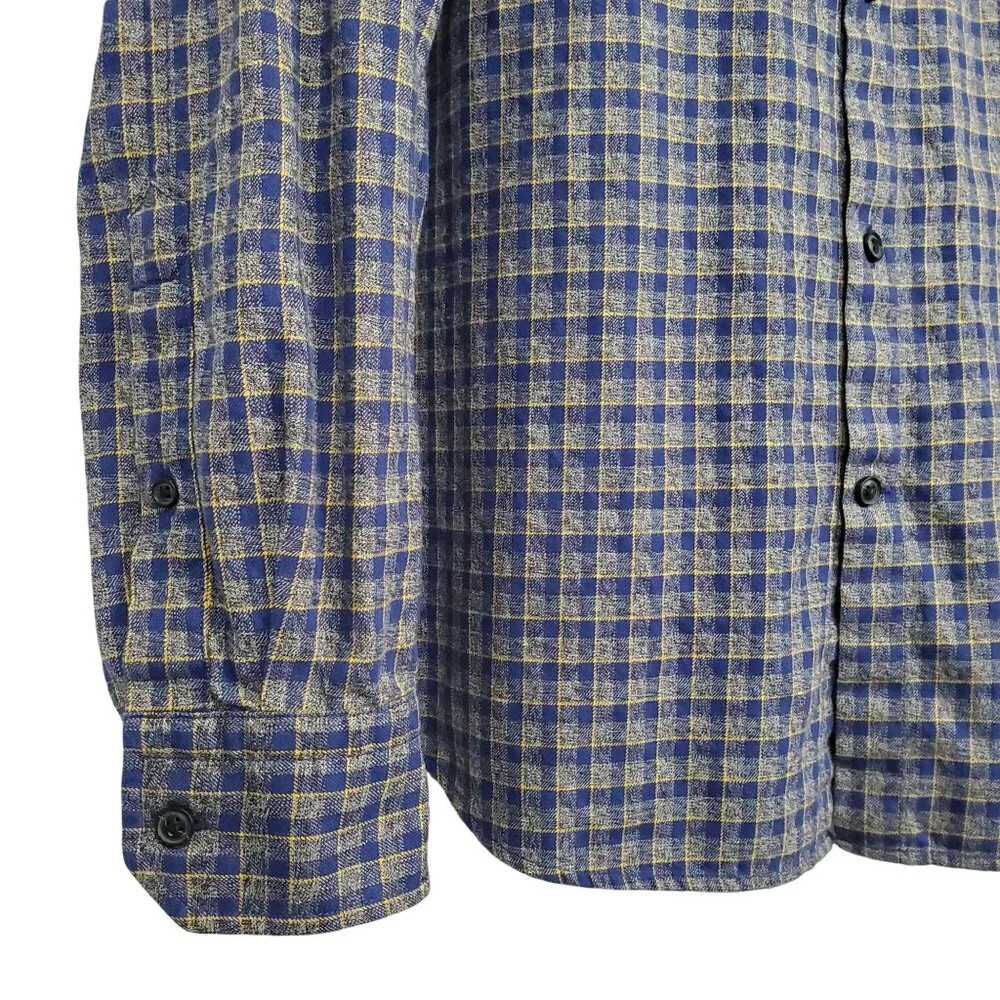 Banana Republic Mens L Shirt Luxe Flannel Camden Fit Plaid Button-Up Long Sleeve